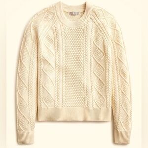 J Crew Oversized Cable Knit Crewneck Sweater